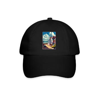 Whitstable Angleterre Kent Vintage voyage affiche WPA - Casquette classique - noir/noir - Devant