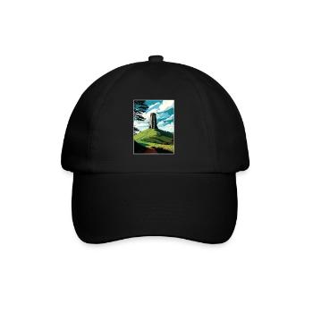Glastonbury Tor Angleterre Affiche de voyage vintage WPA - Casquette classique - noir/noir - Devant