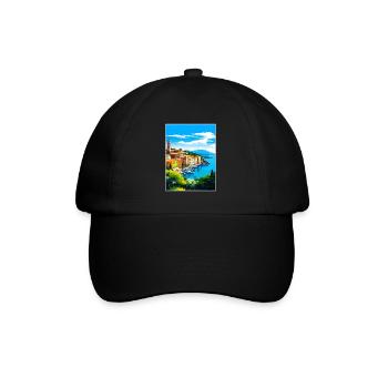 Portofino Italie Vintage voyage affiche WPA Souvenir - Casquette classique - noir/noir - Devant