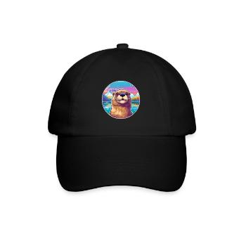 Biber Aquarell Karikatur Kawaii Haustier Tier Farbe - Baseballkappe - Schwarz/Schwarz - Vorne