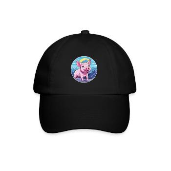 Cochon Aquarelle Dessin Animé Kawaii Animal De Compagnie Coloré - Casquette classique - noir/noir - Devant