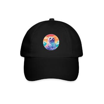 Seal Watercolor Cartoon Kawaii Pet Animal Colorful - Baseball Cap - black/black - Front