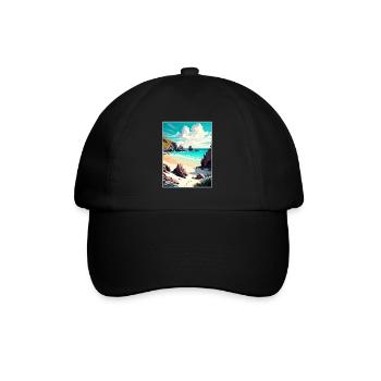 Porthcurno England Vintage Travel Poster Souvenir - Baseball Cap - black/black - Front