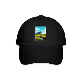 Ben Bulben Irland Vintage Reiseposter Souvenir - Baseballkappe - Schwarz/Schwarz - Vorne