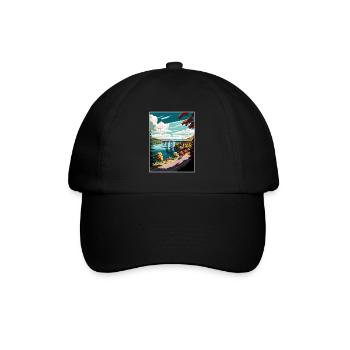 Poughkeepsie New York State Vintage Travel Poster - Baseball Cap - black/black - Front