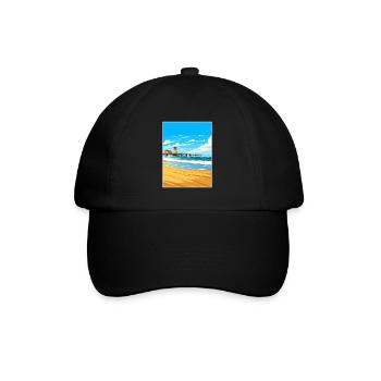 Huntington Beach Californie Vintage affiche de voyage - Casquette classique - noir/noir - Devant