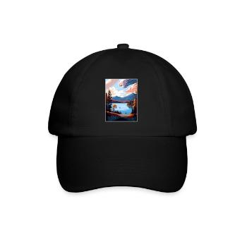 Lake Placid New York State Vintage Travel Poster - Baseball Cap - black/black - Front