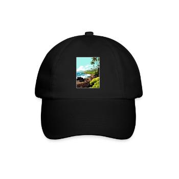 Waianapanapa Hawaï Vintage voyage affiche Souvenir - Casquette classique - noir/noir - Devant