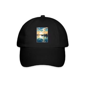 Pearl Harbor Hawaii Vintage Reiseposter Souvenir - Baseballkappe - Schwarz/Schwarz - Vorne