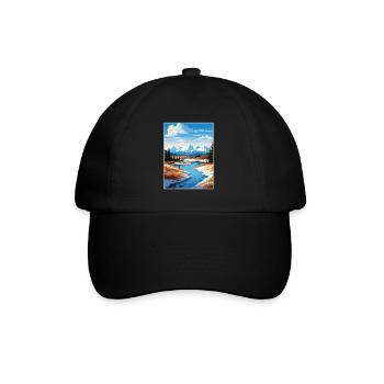 Twin Lakes Alaska Vintage Reiseposter Souvenir - Baseballkappe - Schwarz/Schwarz - Vorne