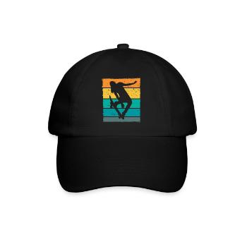 Retro Skaterin Skater Skateboarder Skateboard - Baseball Cap - black/black - Front