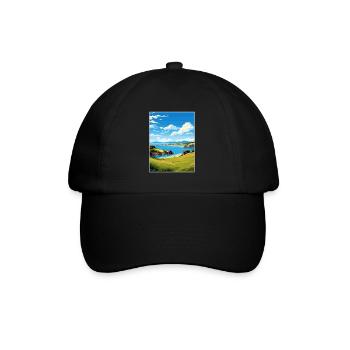 Bay Of Islands Neuseeland Vintage Reiseposter - Baseballkappe - Schwarz/Schwarz - Vorne