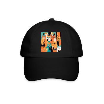 Boho Cats Abstrakt Plants - Baseballkappe - Schwarz/Schwarz - Vorne