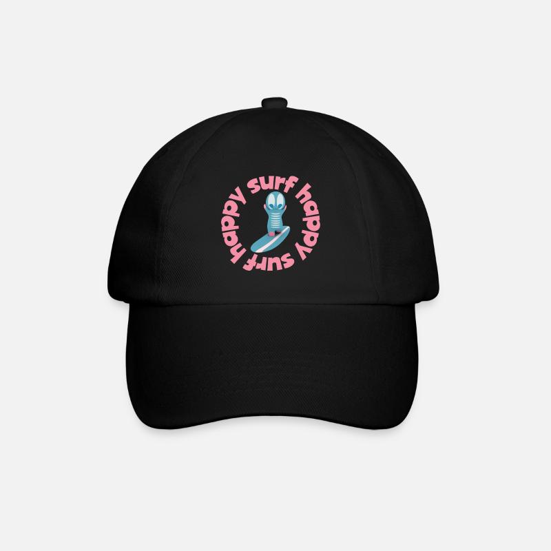 Lustige Surf-Kawaiifigur - Baseballkappe - Schwarz/Schwarz