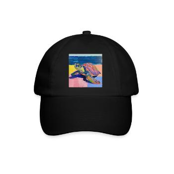 schildkröte, bunt, tier, geschenk, geschenkidee - Baseballkappe - Schwarz/Schwarz - Vorne