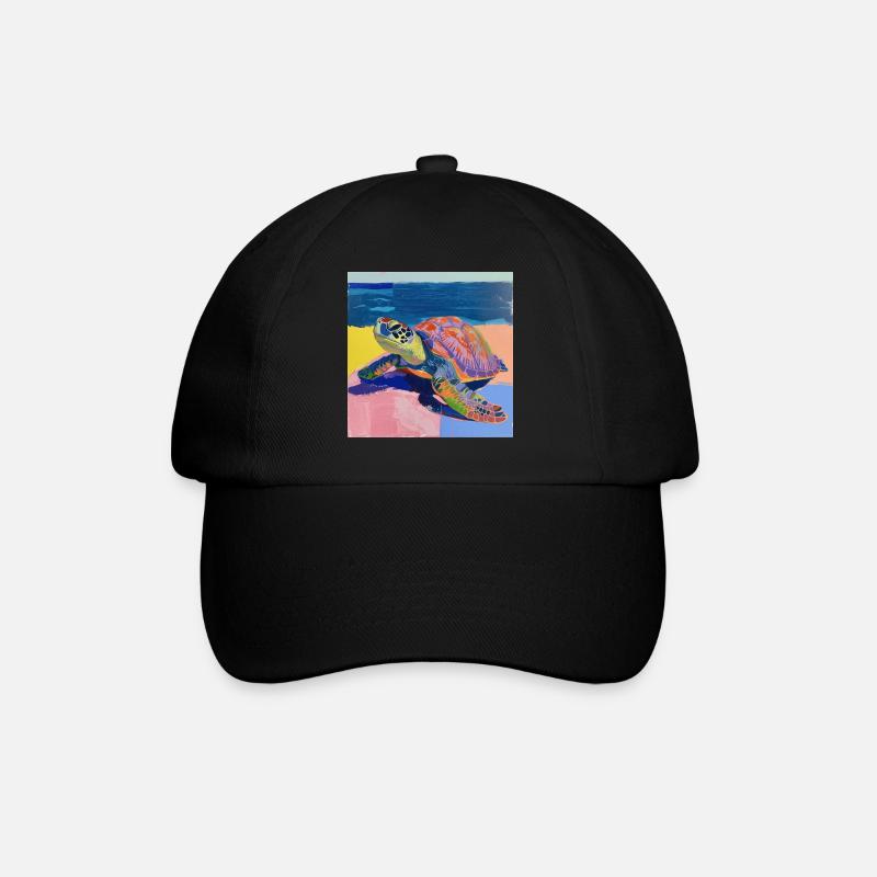 schildkröte, bunt, tier, geschenk, geschenkidee - Baseballkappe - Schwarz/Schwarz