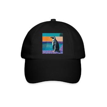 pinguin, bunt, tier, geschenk, geschenkidee - Baseballkappe - Schwarz/Schwarz - Vorne