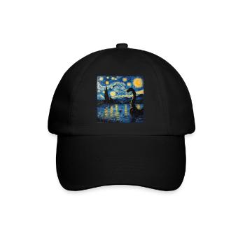 loch ness monster, nessie, van gogh, sternenacht - Baseballkappe - Schwarz/Schwarz - Vorne