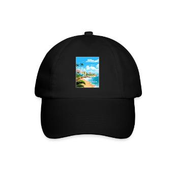 San Juan Caribbean Vintage Travel Poster Souvenir - Baseball Cap - black/black - Front