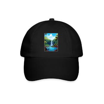 Rio Celeste Wasserfall Vintage Reiseposter WPA - Baseballkappe - Schwarz/Schwarz - Vorne