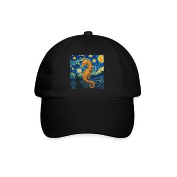 seepferd, seepferdchen van gogh, sternennacht - Baseballkappe - Schwarz/Schwarz - Vorne