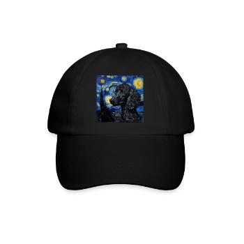 Caniche, Chien, Van Gogh, Nuit Étoilée - Casquette classique - noir/noir - Devant