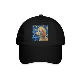 Caniche, Chien, Van Gogh, Nuit Étoilée - Casquette classique - noir/noir - Devant