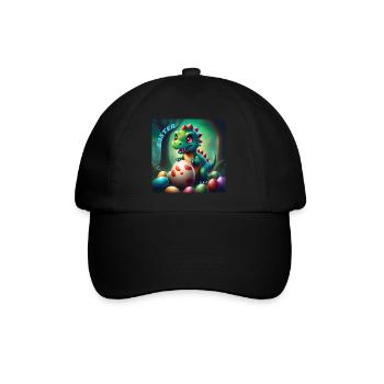 Cute Dinosaur Red Eyes Easter - Baseball Cap - black/black - Front
