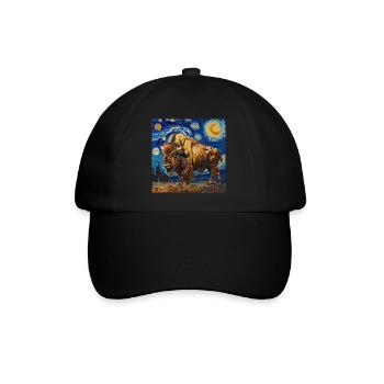 Bison, Buffalo, Animal, Van Gogh, Starry Night - Baseball Cap - black/black - Front