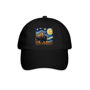 Bison, Buffalo, Animal, Van Gogh, Starry Night - Baseball Cap - black/black - Front