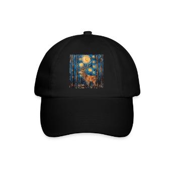 Cerf, Van Gogh, nuit étoilée, cadeau - Casquette classique - noir/noir - Devant