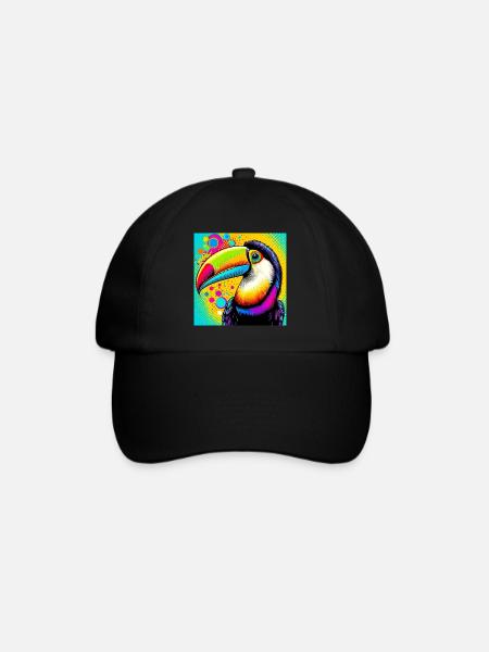 Tukan Pop Art - Baseballkappe - Schwarz/Schwarz