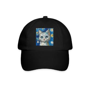 Katze, katzenmotiv - Baseballkappe - Schwarz/Schwarz - Vorne