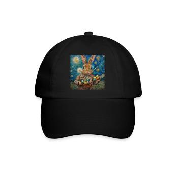 easter bunny, easter, bunny, happy easter, easter eggs - Baseball Cap - black/black - Front