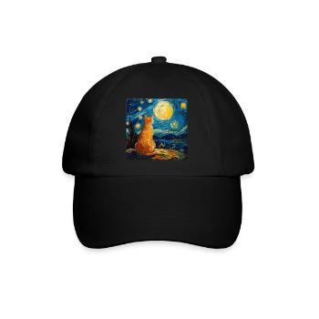 Katze, katzenmotiv - Baseballkappe - Schwarz/Schwarz - Vorne