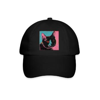 Chat, motif chat, pop art, cadeau, idée cadeau - Casquette classique - noir/noir - Devant