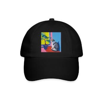 Chat, motif chat, pop art, cadeau, idée cadeau - Casquette classique - noir/noir - Devant