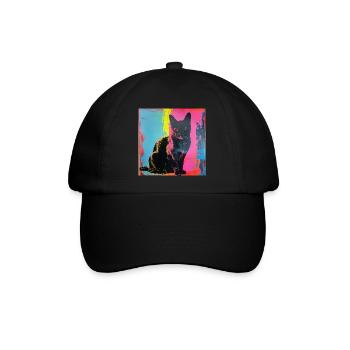 Chat, motif chat, pop art, cadeau, idée cadeau - Casquette classique - noir/noir - Devant