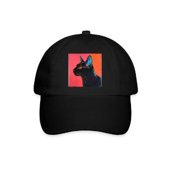 Katze, katzenmotiv, popart, geschenk, geschenkidee - Baseballkappe - Schwarz/Schwarz - Vorne