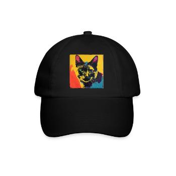 Chat, motif chat, pop art, cadeau, idée cadeau - Casquette classique - noir/noir - Devant