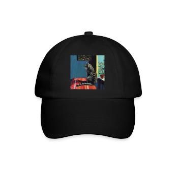 Chat, motif chat, pop art, cadeau, idée cadeau - Casquette classique - noir/noir - Devant