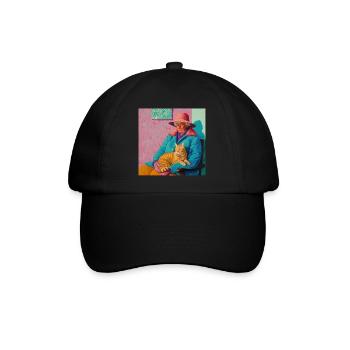 Katze, katzenmotiv, popart, geschenk, geschenkidee - Baseballkappe - Schwarz/Schwarz - Vorne