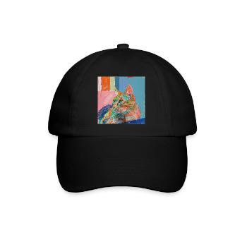 Katze, katzenmotiv, popart, geschenk, geschenkidee - Baseballkappe - Schwarz/Schwarz - Vorne