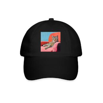 Katze, katzenmotiv, popart, geschenk, geschenkidee - Baseballkappe - Schwarz/Schwarz - Vorne