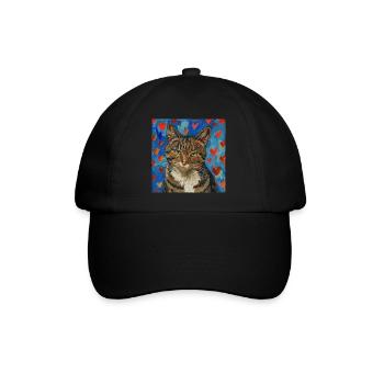 Katze, katzenmotiv, popart, geschenk, geschenkidee - Baseballkappe - Schwarz/Schwarz - Vorne