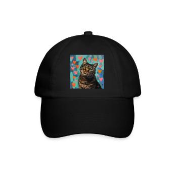 Chat, motif chat, pop art, cadeau, idée cadeau - Casquette classique - noir/noir - Devant