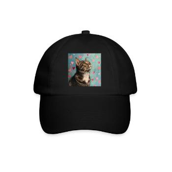 Katze, katzenmotiv, popart, geschenk, geschenkidee - Baseballkappe - Schwarz/Schwarz - Vorne