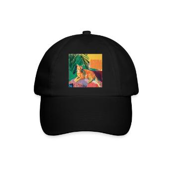 Katze, katzenmotiv, popart, geschenk, geschenkidee - Baseballkappe - Schwarz/Schwarz - Vorne
