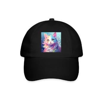 Katze, katzenmotiv, anime, geschenk, geschenkideen - Baseballkappe - Schwarz/Schwarz - Vorne