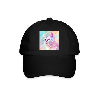 Katze, katzenmotiv, anime, geschenk, geschenkideen - Baseballkappe - Schwarz/Schwarz - Vorne
